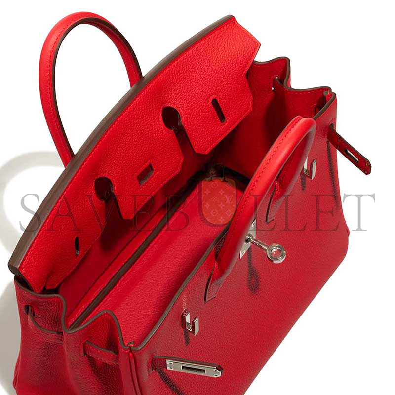 HERMES BIRKIN 25 TOGO ROUGE DE COEUR PALLADIUM HARDWARE (25*20*13cm)